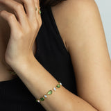 Pulseira banhada a ouro com opalite e cristais verde
