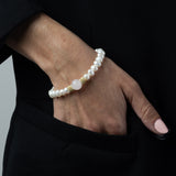Pulseira de pérolas banhada a ouro com quartzo rosa