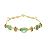 Pulseira delicada banhada a ouro com vidro cristal verde