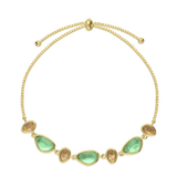 Pulseira delicada banhada a ouro com vidro cristal verde