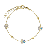 Pulseira Delicada, Banhado a Ouro, Vidro cristal