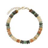 Pulseira de pedra banhada a ouro com jaspe