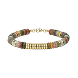 Pulseira de pedra banhada a ouro com ágata e jaspe
