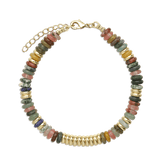 Pulseira de pedra banhada a ouro com ágata e jaspe