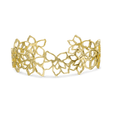 Pulseira rígida flores banhado a ouro