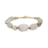 Pulseira de pedras banhada a ouro com aventurina, quartzo, cristal e labradorite