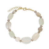 Pulseira de pedras banhada a ouro com aventurina, quartzo, cristal e labradorite