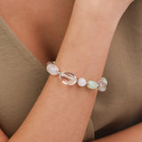 Pulseira de pedras banhada a ouro com aventurina, quartzo, cristal e labradorite