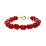 Pulseira de pedra banhada a ouro com quartzo vermelho