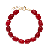 Pulseira de pedra banhada a ouro com quartzo vermelho