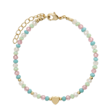 Pulseira de pedras banhadas a ouro com vidro cristal colorido