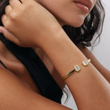 Pulseira rígida, Banhado a Ouro, Zircónia de cultivo