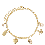 Pulseira Temática, Banhado a Ouro, Zircónia de cultivo, Pérola cultivada