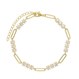 Pulseira de corrente banhada a ouro com detalhes em zircónia