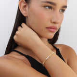 Pulseira de corrente banhada a ouro com detalhes em zircónia
