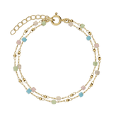 Pulseira em camadas, Banhado a Ouro, Vidro cristal