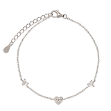 Pulseira corações em prata 925 com zircónias