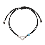 Pulseira coração em prata 925 com zircónia e esmalte
