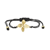 Pulseira em corda com flor banhada a ouro