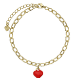 Pulseira banhada a ouro com charm Coração