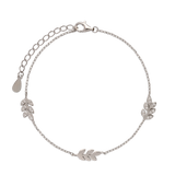 Pulseira folha em prata 925 com zircónia