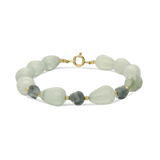 Pulseira de pedras banhada a ouro com jadeíte verde