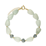 Pulseira de pedras banhada a ouro com jadeíte verde