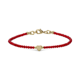 Pulseira coração banhada a ouro com cristais vermelhos