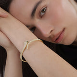 Pulseira rígida banhado a ouro com zircónias