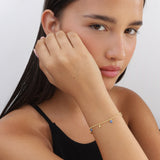 Pulseira  olhos banhada a ouro com esmalte azul