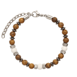 Pulseira masculina em aço inoxidável com contas de polímero coloridas