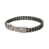 Pulseira masculina dupla em aço inoxidável com ónix e hematite