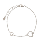 Pulseira coração em prata 925 com zircónia