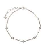 Pulseira de elos em prata de lei 925 com zircónias transparentes