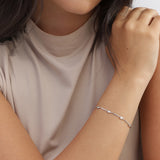 Pulseira de elos em prata de lei 925 com zircónias transparentes