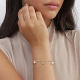Pulseira de corrente, Banhado a Ouro, Zircónia de cultivo, Pérola cultivada
