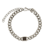 Pulseira Masculina, Aço inoxidável, Ametista de cultivo
