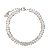 Pulseira de ténis em aço com zircónias rectangulares
