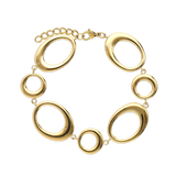 Pulseira de corrente com elos circulares em aço inoxidável