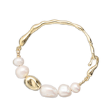 Pulseira de pedra, Banhado a Ouro, Pérola cultivada, Rezin