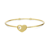 Pulseira rígida coração banhada a ouro com zircónia