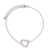 Pulseira coração em prata 925 com zircónia