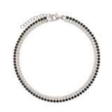 Pulseira de ténis dupla em prata 925 com zircónia pretas e transparentes