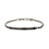 Pulseira masculina em aço inoxidável com zircónia preto