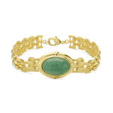 Pulseira de corrente larga banhada a ouro com aventurina verde