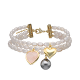 Pulseira de pedra, Banhado a Ouro, Zircónia de cultivo, Pérola cultivada, Madrepérola de cultivo, Vidro cristal
