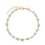 Pulseira banhada a ouro com zircónias transparentes de várias formas