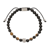 Pulseira Masculina, Aço inoxidável, Ónix de cultivo, Olho-de-tigre de cultivo