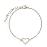 Pulseira coração em aço inoxidável com zircónia