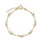 Pulseira em camadas, Banhado a Ouro, Hematite de cultivo